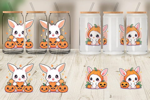 Glass Can Cute Bunny Halloween Sublimation artnoy 