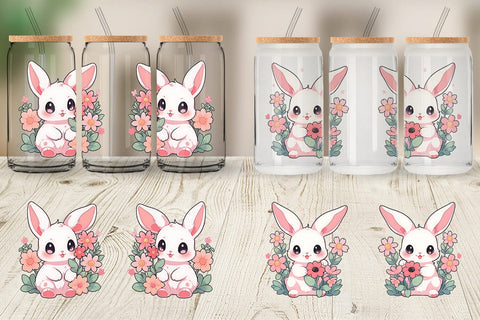Glass Can Cute Bunny Illustration Sublimation artnoy 