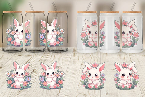 Glass Can Cute Bunny Illustration Sublimation artnoy 