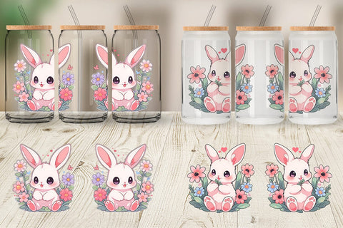 Glass Can Cute Bunny Illustration Sublimation artnoy 