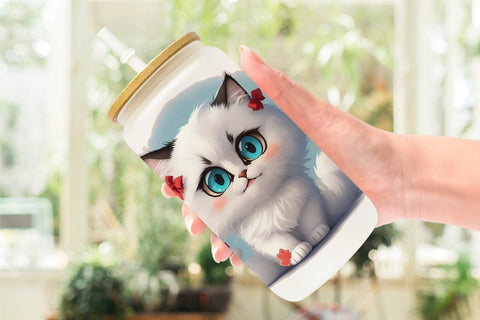 Glass Can Cute Cat Christmas SVG artnoy 