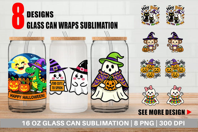 Glass Can Cute Characters Sublimation artnoy 