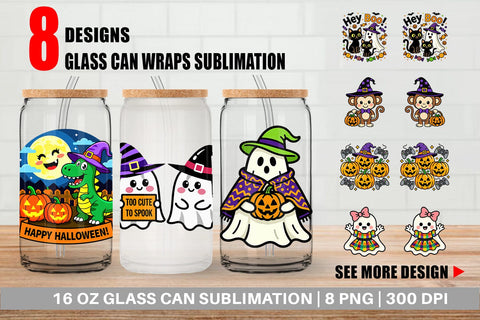 Glass Can Cute Characters Sublimation artnoy 