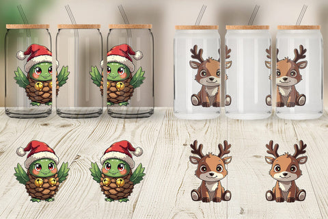 Glass Can Cute Christmas Characters Sublimation artnoy 