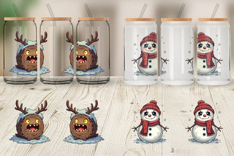 Glass Can Cute Christmas Characters Sublimation artnoy 
