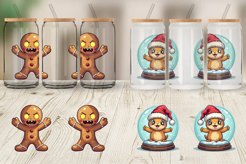 Glass Can Cute Christmas Characters Sublimation artnoy 