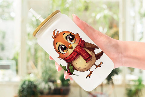 Glass Can Cute Christmas Creatures Sublimation artnoy 