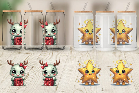 Glass Can Cute Christmas Creatures Sublimation artnoy 
