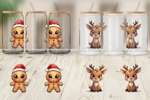 Glass Can Cute Christmas Creatures Sublimation artnoy 