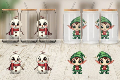 Glass Can Cute Christmas Creatures Sublimation artnoy 