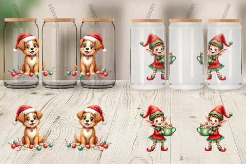 Glass Can Cute Christmas Crew Sublimation artnoy 