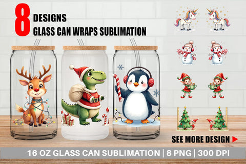 Glass Can Cute Christmas Crew Sublimation artnoy 