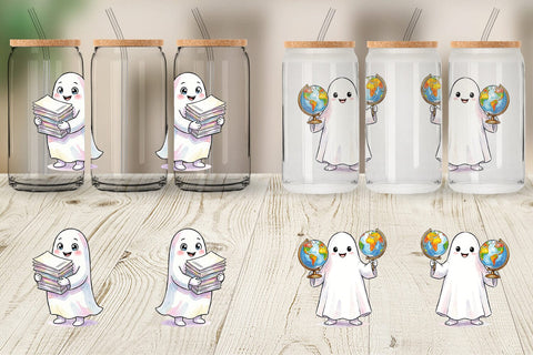 Glass Can Cute Classroom Teacher Ghost Sublimation artnoy 