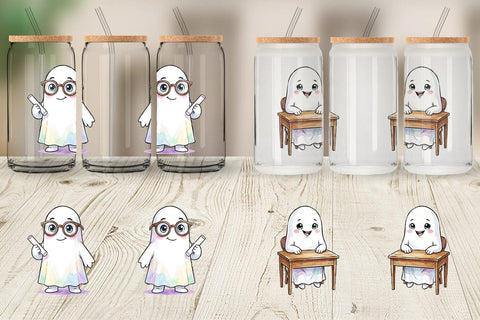 Glass Can Cute Classroom Teacher Ghost Sublimation artnoy 