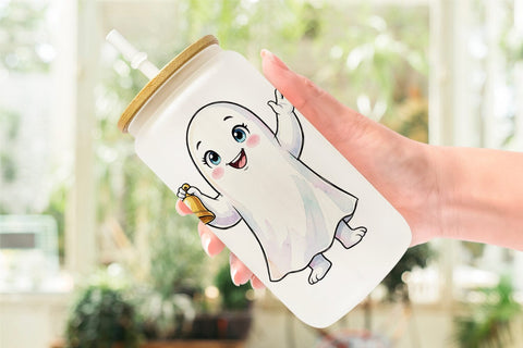 Glass Can Cute Classroom Teacher Ghost Sublimation artnoy 