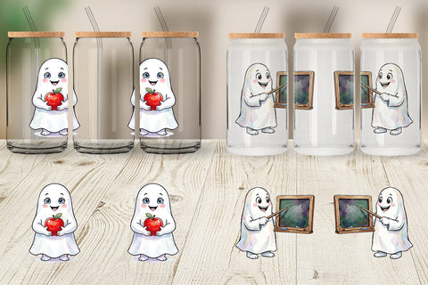 Glass Can Cute Classroom Teacher Ghost Sublimation artnoy 
