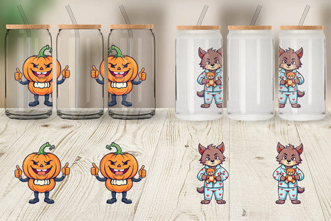 Glass Can Cute Creepy Characters Sublimation artnoy 