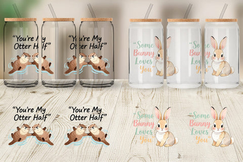 Glass Can Cute Critter Valentine's Quotes Sublimation artnoy 