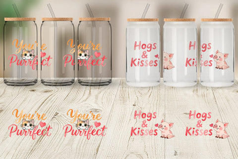 Glass Can Cute Critter Valentine's Quotes Sublimation artnoy 