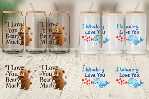 Glass Can Cute Critter Valentine's Quotes Sublimation artnoy 