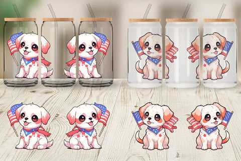 Glass Can Cute Dog Patriotic Sublimation artnoy 