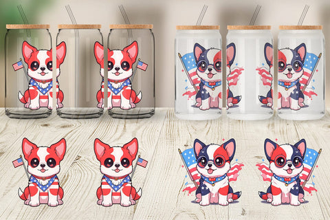 Glass Can Cute Dog Patriotic Sublimation artnoy 