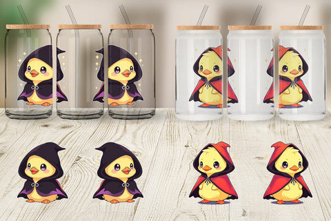 Glass Can Cute Duck Halloween Sublimation artnoy 