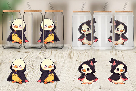 Glass Can Cute Duck Halloween Sublimation artnoy 