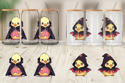 Glass Can Cute Duck Halloween Sublimation artnoy 