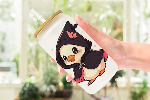 Glass Can Cute Duck Halloween Sublimation artnoy 