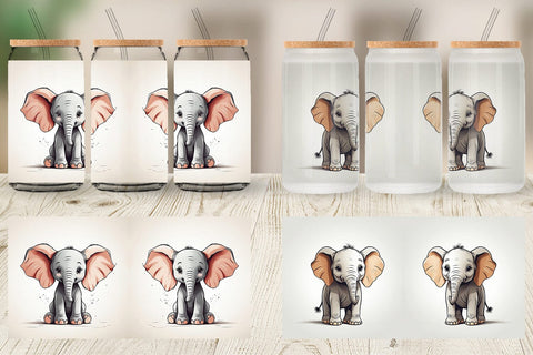 Glass Can Cute Elephant Sublimation artnoy 