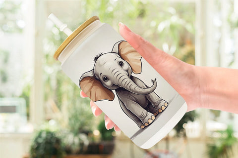 Glass Can Cute Elephant Sublimation artnoy 