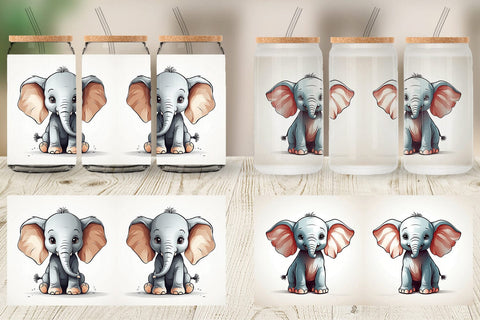 Glass Can Cute Elephant Sublimation artnoy 