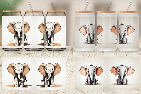 Glass Can Cute Elephant Sublimation artnoy 