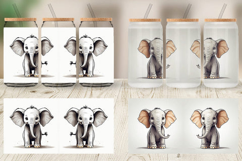 Glass Can Cute Elephant Sublimation artnoy 