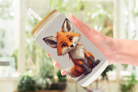 Glass Can Cute Fox Sublimation artnoy 
