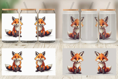 Glass Can Cute Fox Sublimation artnoy 