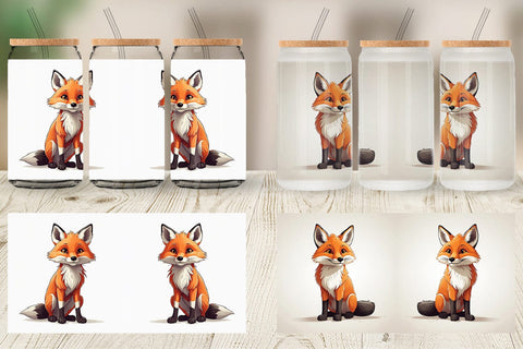 Glass Can Cute Fox Sublimation artnoy 