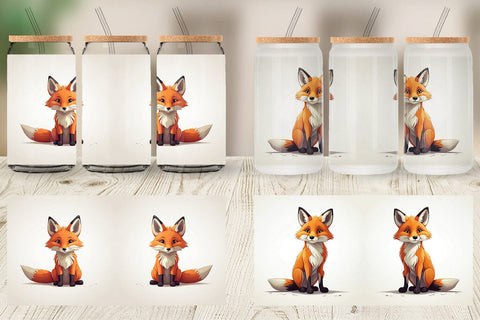 Glass Can Cute Fox Sublimation artnoy 