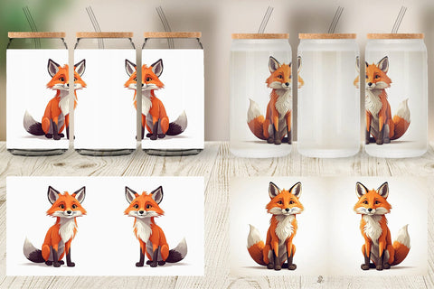 Glass Can Cute Fox Sublimation artnoy 