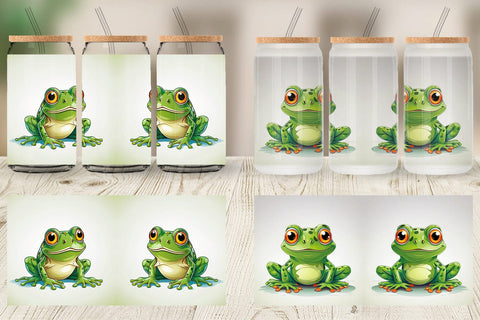 Glass Can Cute Frog Sublimation artnoy 