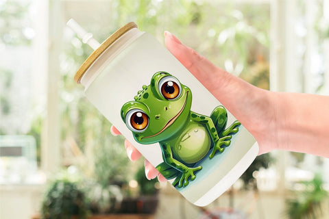 Glass Can Cute Frog Sublimation artnoy 