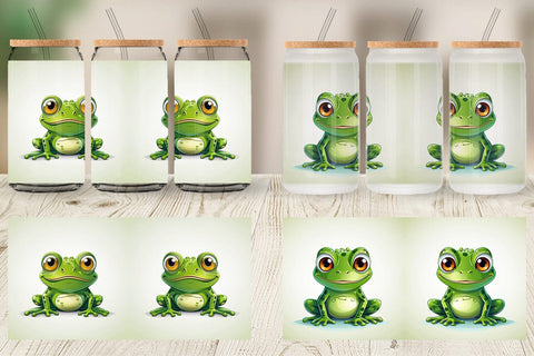 Glass Can Cute Frog Sublimation artnoy 