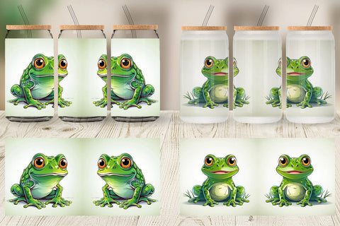 Glass Can Cute Frog Sublimation artnoy 