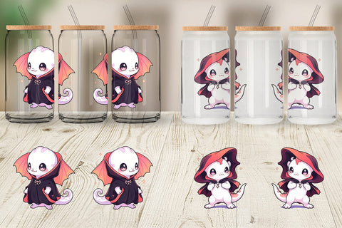 Glass Can Cute Gecko Halloween Sublimation artnoy 