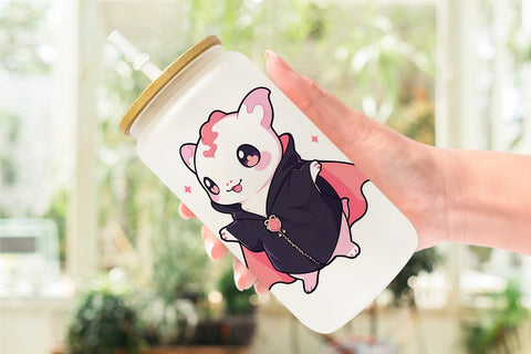 Glass Can Cute Gecko Halloween Sublimation artnoy 