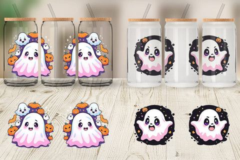 Glass Can Cute Ghost Illustration Sublimation artnoy 