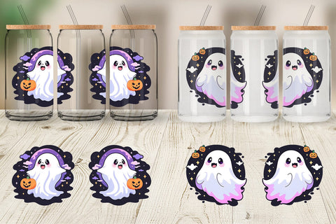 Glass Can Cute Ghost Illustration Sublimation artnoy 