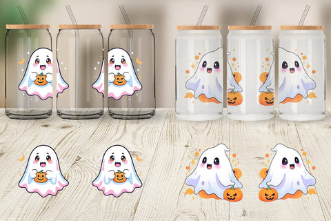 Glass Can Cute Ghost Illustration Sublimation artnoy 