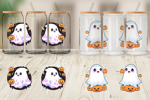 Glass Can Cute Ghost Illustration Sublimation artnoy 